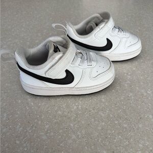 Nike Court Toddler White and Black Velcro Sneakers